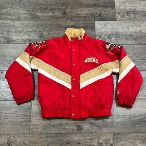Vintage 90s STARTER Pro Line Red San Francisco 49ers Nylon Jacket Women's Large
